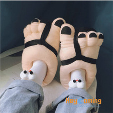 Funny Unisex Winter Shoes Big Feet Flats Slipper Warm Indoor Couple Footwear