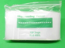 100 Reloc Zippit Bags 5x8 4mil Reclosable Clear H.D. 4 Mil Zip Top Seal Locking 