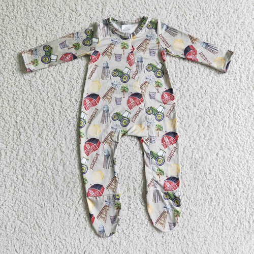 Infant Clothes Newborn Boys Fishing Print Zip Footed Romper Baby Bodysuit - Picture 17 of 18