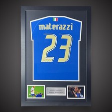 Marco Materazzi Hand Signed And Framed Italy Football Shirt With COA &pound;259