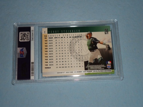 Tarjeta autógrafa Donruss Recollection 2004 Terry Steinbach 24 PSA 9 como nueva 78039413 - Imagen 2 de 2