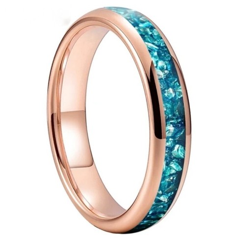4/6/8MM Men Women Tungsten Carbide Ring Sky Blue Crystal Stone Inlaid Ring Band - Picture 14 of 20