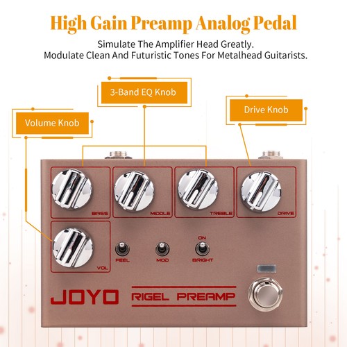 JOYO High Gain Overdrive Guitar Pedal Amplifier Simulation 3-Band EQ Opened - Picture 3 of 7