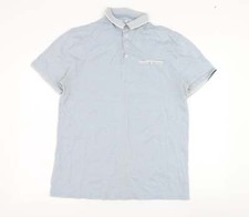 Linea Mens Blue Cotton Blend Polo Size M Collared Pullover