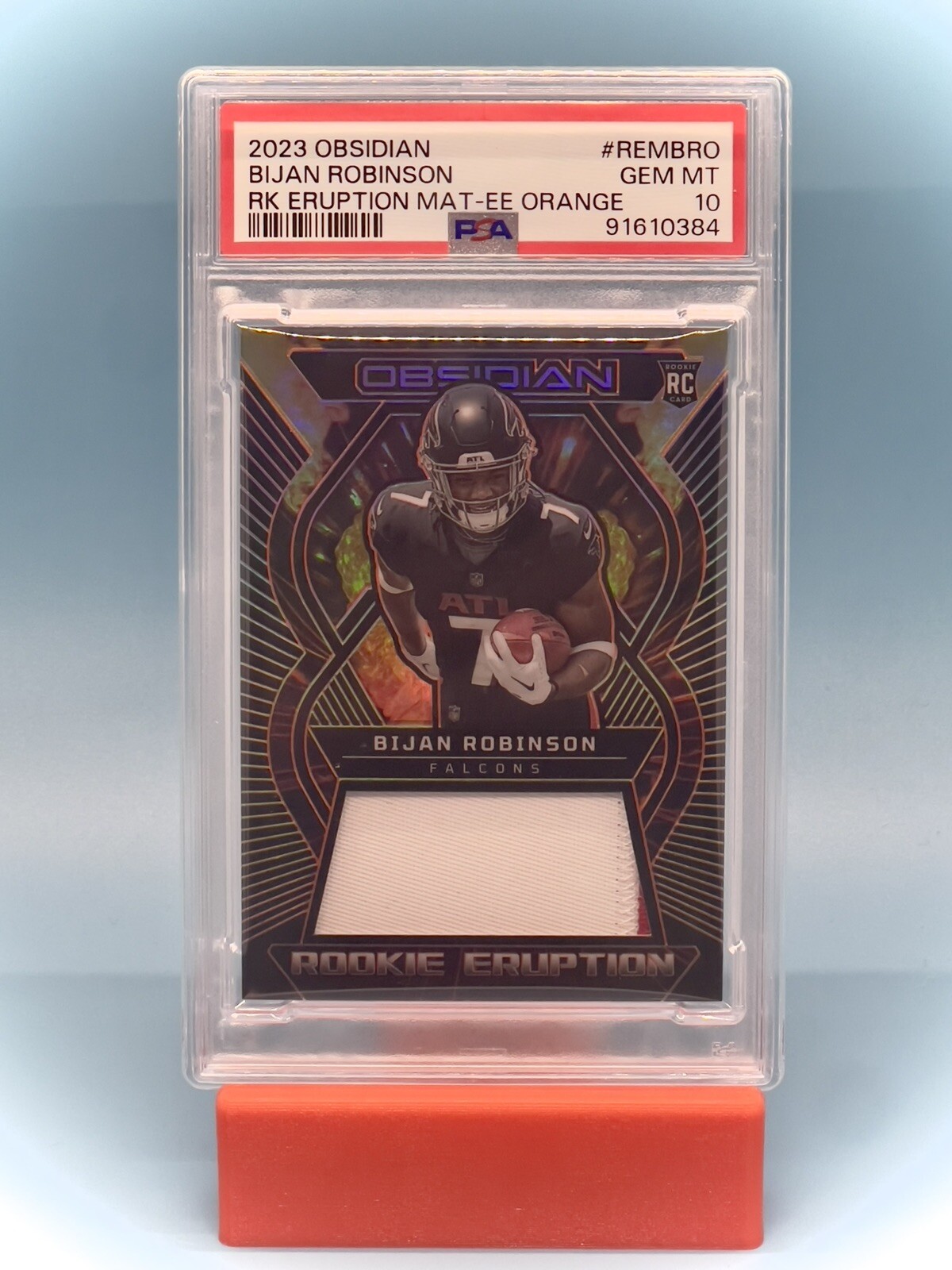 Bijan Robinson Panini Obsidian Rookie Eruption Materials #REMBRO Electric Etch Orange