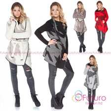 Women's Thick Heavy Cardigan Poncho Warm Coat Jacket Button Belt Uk 10-16 Fr15