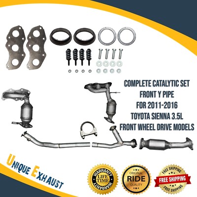 Complete Catalytic Set + Front Y Pipe for 2011-2016 Toyota Sienna 3.5L F.W.D.