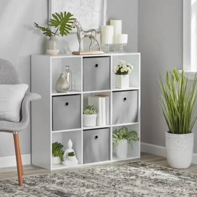 11" White Cube Storage Organizer 9 Compartments Office Clothes Craft outlet Photos