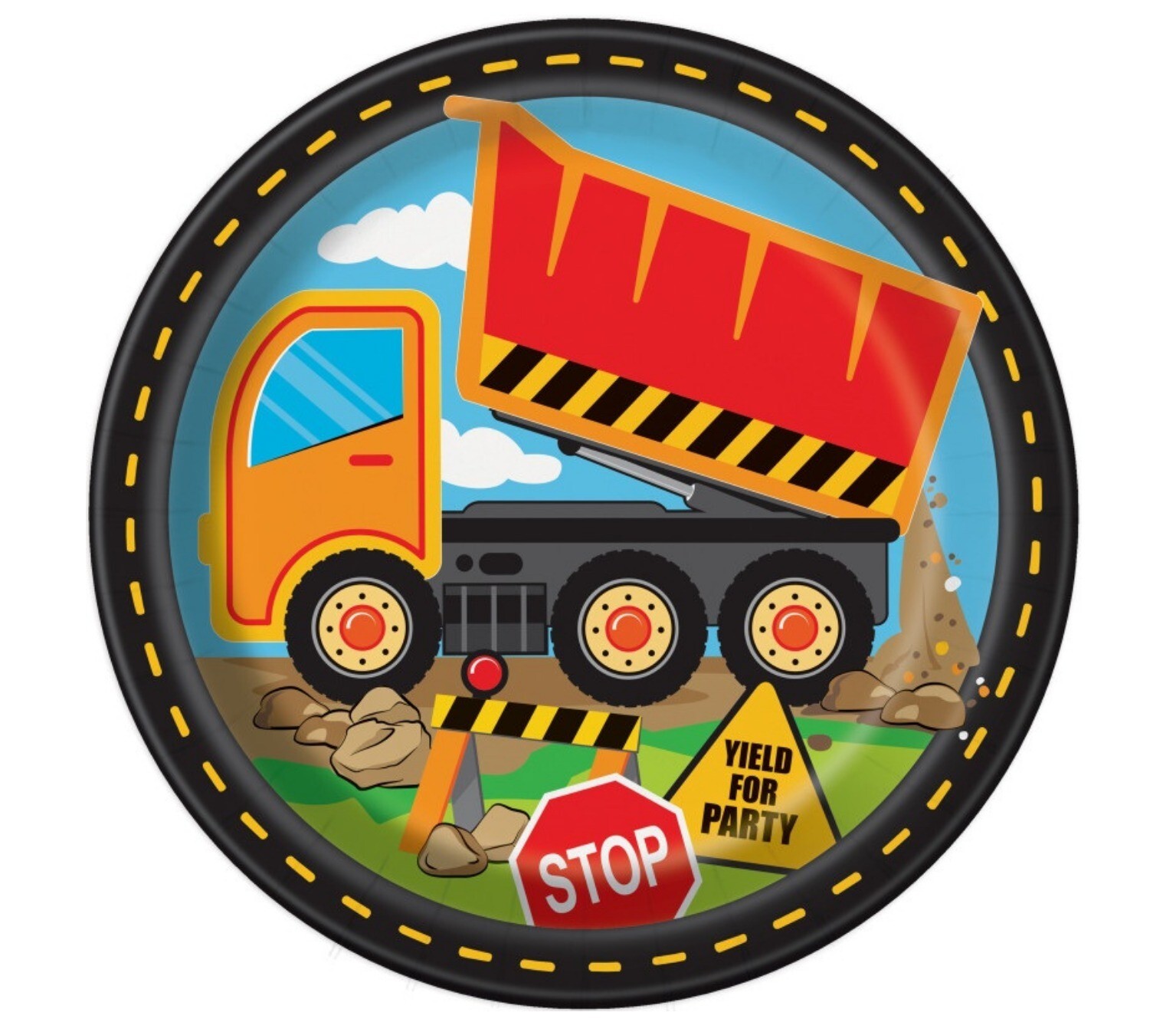 Construction Party Round 9"" Paper Paper Plates 8 Pk Trucks Birthday Party Truck