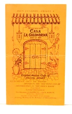 1930-40s MENU Casa La Golondrina Olivera St Los Angeles