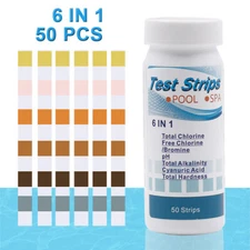 6in1 Test Strips Chlorine Chloramine PH Alkalinity Hardness Pool Spa Hot Tub C#