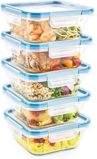 5-Pack, 4 Cup Glass Food Storage Containers Set, Airtight & Leakproof Locking