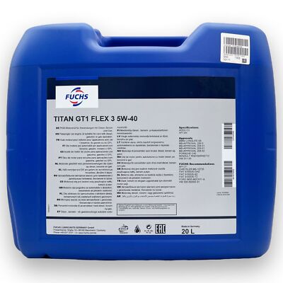 20 L FUCHS TITAN GT1 Flex 3 5W40 VW 511.00  BMW LL-04 MB 229.51/52  RN0700/710