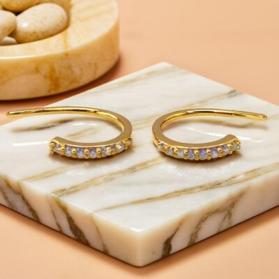 Gold funkelnde offene Creolen minimalistischer Stil Damenschmuck süß Geschenk UK