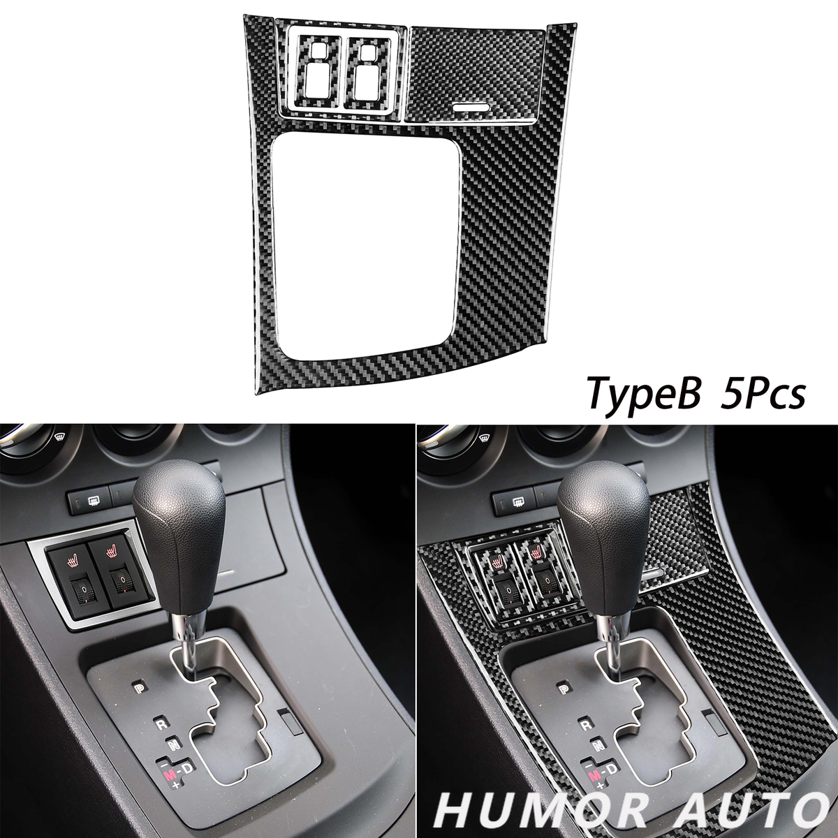Carbon Fiber Console Gear Shift Frame Cover Trim For Mazda 3