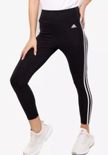 Adidas Black Climalite 7/8 Legging Train Essential 3-Stripe Crop Mid-Rise S