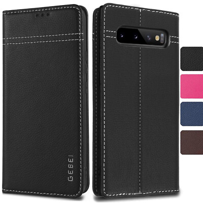 Samsung Galaxy S10/S10e/S10 Plus GEBEi Lederhülle Flip Case Hülle Echtleder Etui
