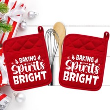 Set Of 2 - Baking Spirits Bright - Pot Holder...