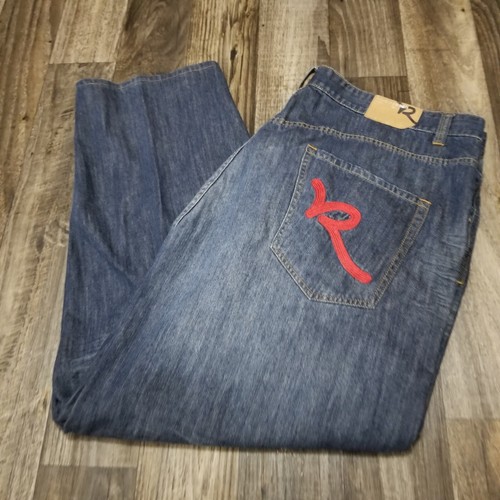 Vintage Rocawear Jeans Men 50x30 Gray Baggy Y2K Streetwear Wide Leg Skater Goth