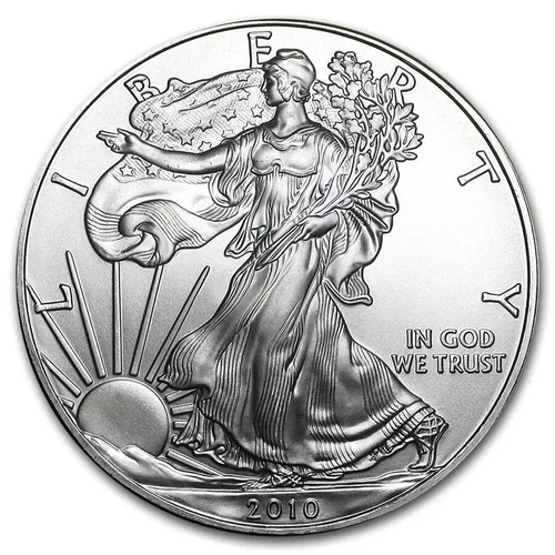 1 Troy Oz 9999 Fine Silver 2010 American Eagle Walking Liberty Coin in Capsule