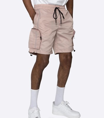 NWT EPTM Utility Cargo Shorts XL 36 Pink Nylon Drawstring Reflective Trim