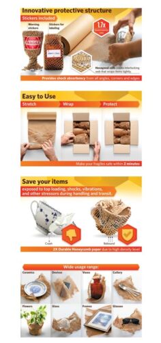 Honeycomb Packing Paper~15in x 72 ft~Honeycomb Cushioning Wrap Roll - Picture 4 of 6