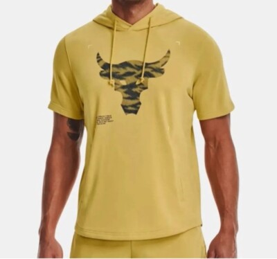 Under Armour Men's Short Sleeve Hoodie Dwayne Johnson Collab Size M Mustard