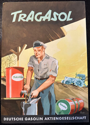 Plakat Tragasol Deutsche Gasolin Aktiengesellschaft Auto-Öl Oldtimer um 1930
