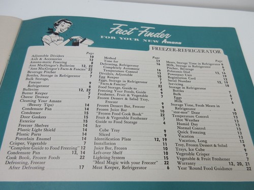 Amana Refrigerator Manual Model FPR-14 and FPR-18 - 1956 - Picture 8 of 9