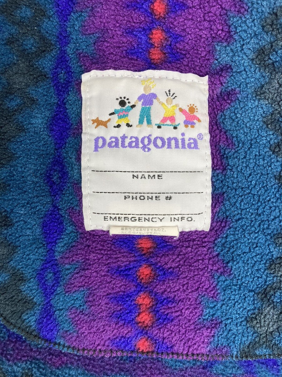 Vintage Patagonia 90s Penguin Aztec Synchilla Kids Fleece Blanket