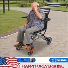 Foldable Transport Wheelchair with Storage Bag Portable Traveling Wheelchair