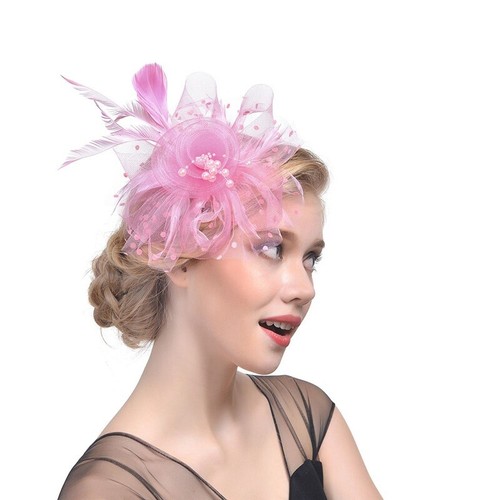 Flower Hair Clip Small Mini Top Hat Fascinator Royal Ascot Race Feathers Wedding - Picture 23 of 32