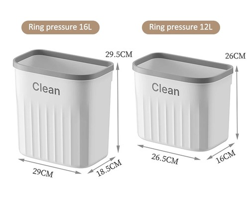 Wall Mounted Waste Bin Kitchen Cabinet Door Cupboard Hanging Trash Can with Lid - Picture 19 of 23