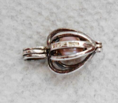 24" .925 Silver Rope Chain & Pink Pearl Basket Pendant Necklace Italy 5.4 gm - Picture 5 of 8