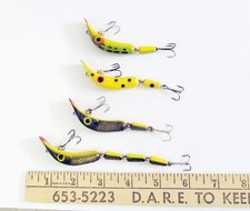 Lot 4 VTG~BENO Multi Jointed Crankbait Fishing Lures Baits~Eel