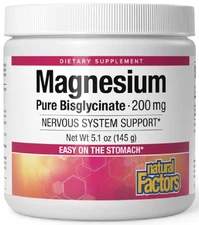 Natural Factors Magnesium Pure Bisglycinate 200 mg, 5.1 Oz