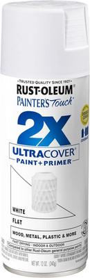 Rust-Oleum 249126 Painter'S Touch 2X Ultra Cover Spray Paint, 12 Oz, Flat White