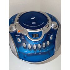 Memorex MP3134BLU Portable CD Cassette Player AM/FM Radio Boombox Blue Silver