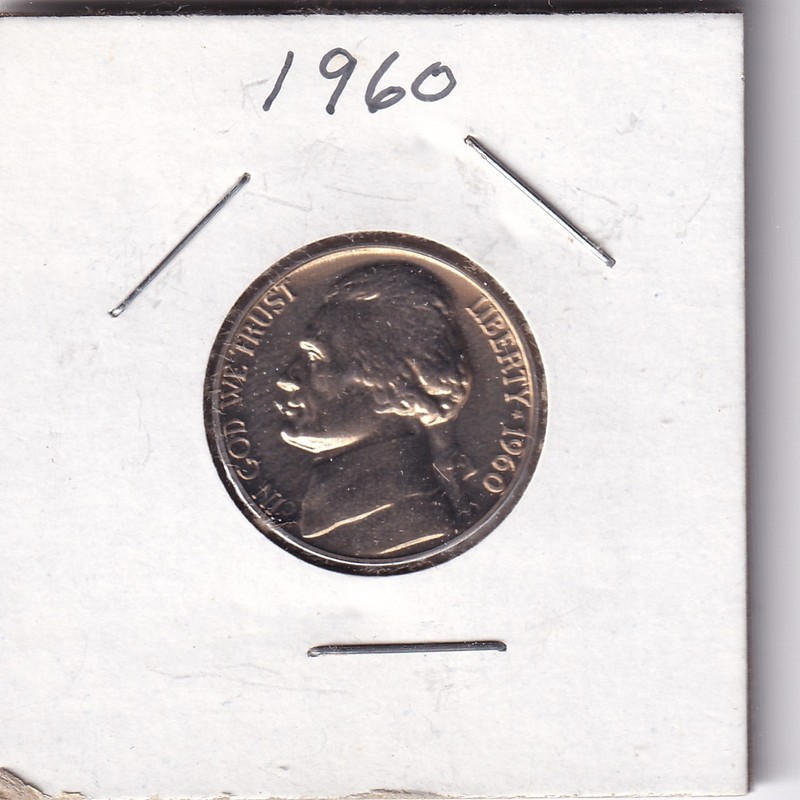 1960 Proof Jefferson Nickel 5c Coin Fine Condition #2010