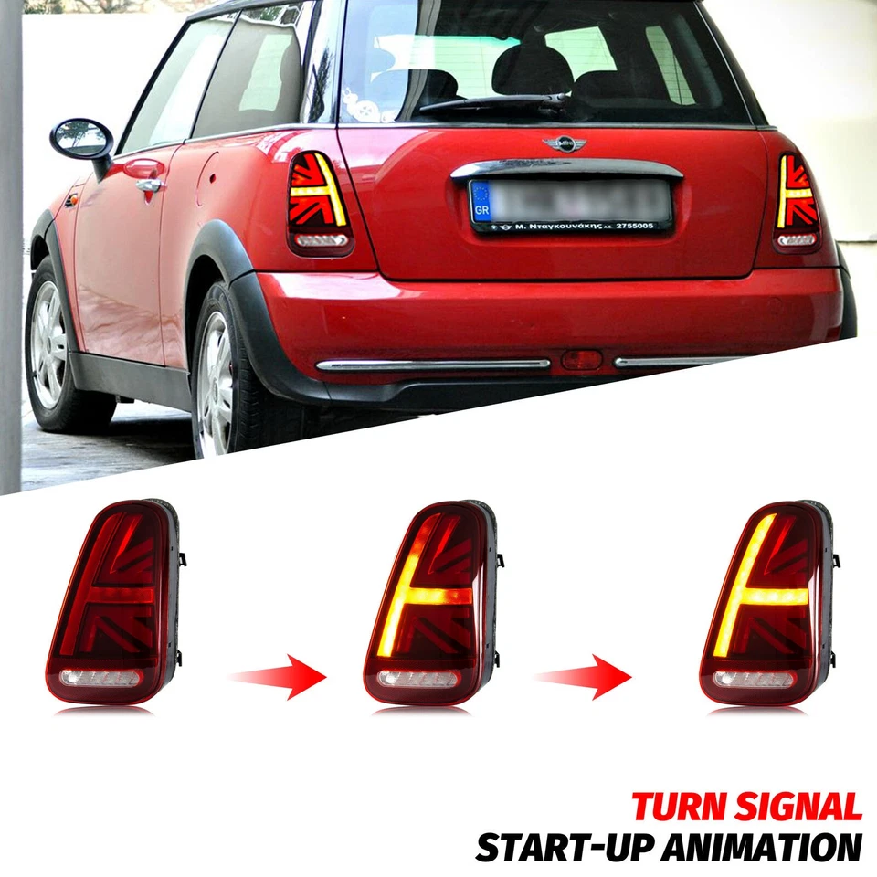 RED LED Union Jack Tail Light Fits Cooper S MINI R50 R52 R53 Rear Brake light - Image 3 of 4