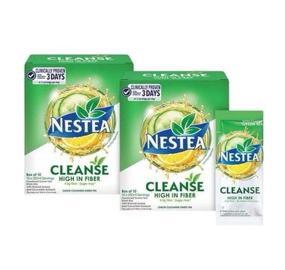 NESTEA Cleanse High Fiber Green Tea Lemon Cucumber Sugar-Free 10 SACHETSx2 BOXES