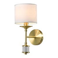 Wandlampe Metall Stoff Glas 37 Cm Hoch In Messing Weiß E14 Wandleuchte Innen