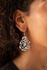 Winter Gardens White Earrings Paparazzi New