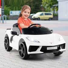 12V Licensed Chevrolet Corvette C8 Toy Car Electric Kids Ride On Car White