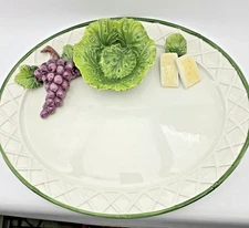 The Mane Lion Serving Platter Made in Italy Hand Painted Grapes Cheese Lettuce