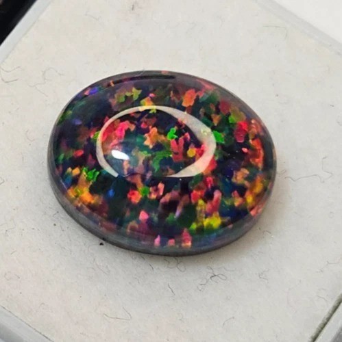 Australischer Schwarzfeueropal 11-12 Kt Oval Cabochon Natur Lose Edelstein - Bild 9 von 9