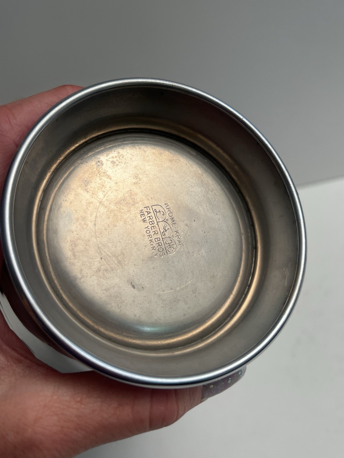 Vtg Krome Kraft Farber Bros. NY Cocktail Shaker Decanter Chrome Barware