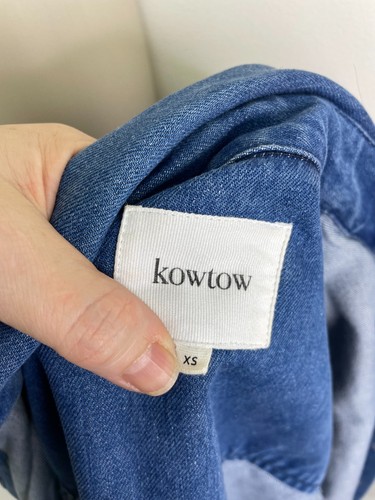 Kowtow Contemporary Shirt Dress size XS blue denim long sleeve sash belt - Picture 13 of 14