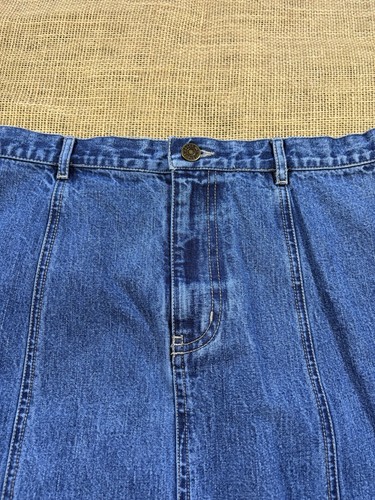 Vintage Eddie Bauer Woman's A-Line Midi Cotton Blue Denim Skirt Size 6 - Picture 2 of 4