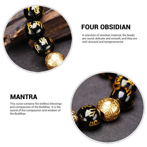 Black Obsidian Wealth Bracelet W/ Golden Pi Xiu Lucky Wealthy Amulet Bracelet - Picture 5 of 12
